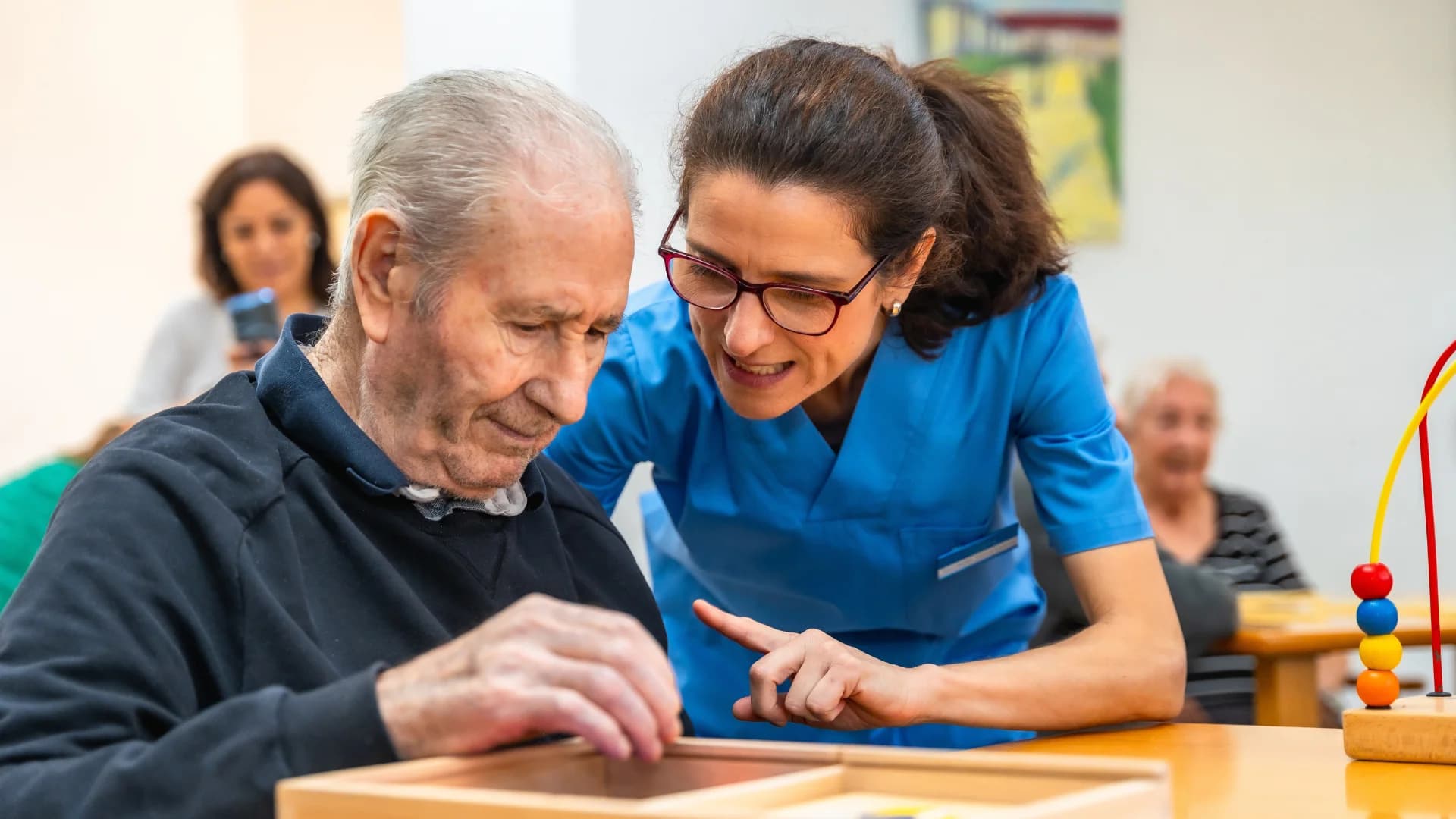 Patient and family reviewing memory and thinking concerns together